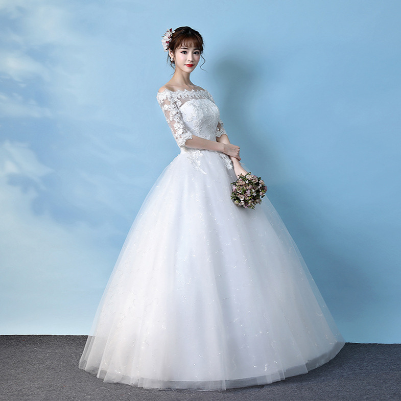 Vestido de novia ligero estilo forestal con hombros descubiertos, vestido de princesa largo hasta el suelo, efecto adelgazante, nuevo modelo 2026, vestido de novia sencillo con cola.