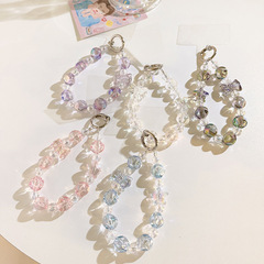 韓系ins透色水晶蝴蝶結珠珠鏈串珠吊墜掛飾ccd相機手機掛繩耳機套