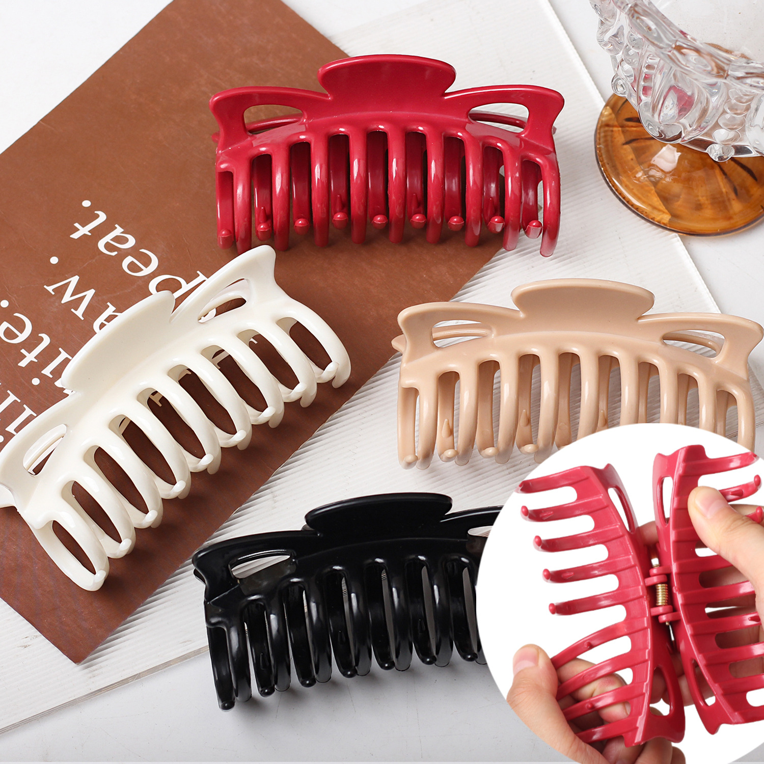 Amazon venta caliente gran clip de agarre de silicona suave 12 cm clip de monstruo damas garras de cabello pintura de goma estilo coreano adornamiento para el cabello