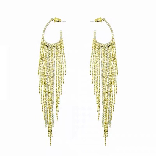 S925 Silver Needles Korean Fashion Earrings for Women Irregular Real Gold Plated Tassel Dramatic Long Drop Earrings Wholesale