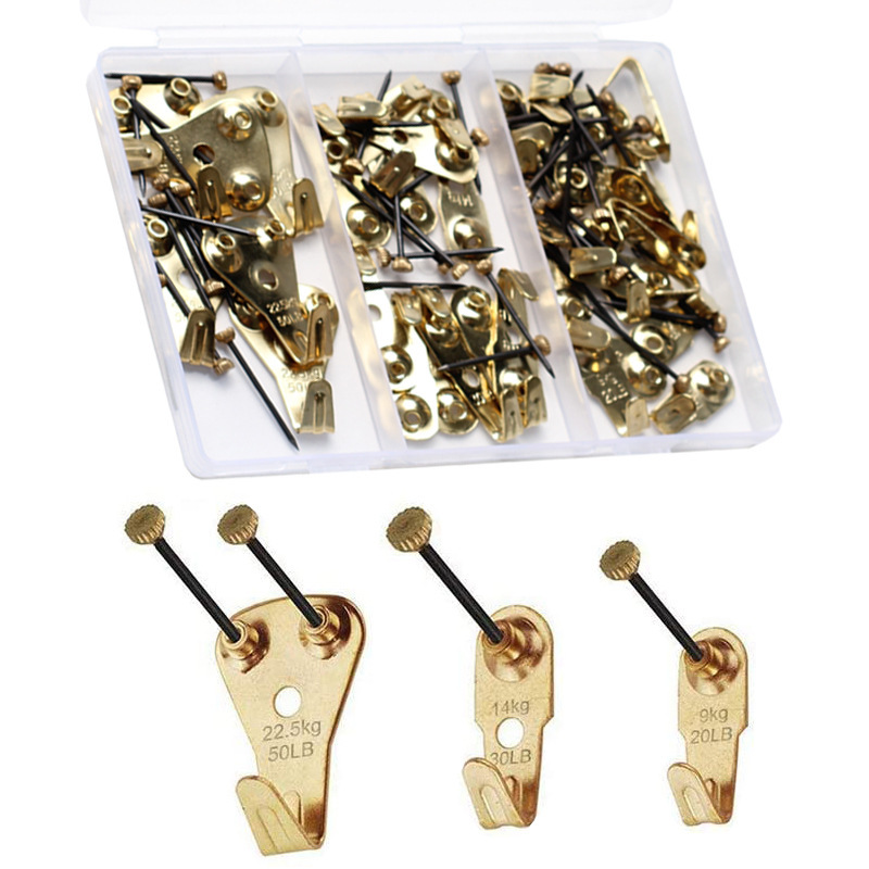 Cross-Border Supply of German-Style Engraved Hooks 72-Piece Set Gold Boxed 50 Pounds 30 Pounds 20 Pounds Hooks with Copper Head Nails Cross-Border Supply of German-Style Engraved Hooks 72-Piece Set Gold Boxed 50 Pounds 30 Pounds 20 Pounds Hooks with Copper Head Nails