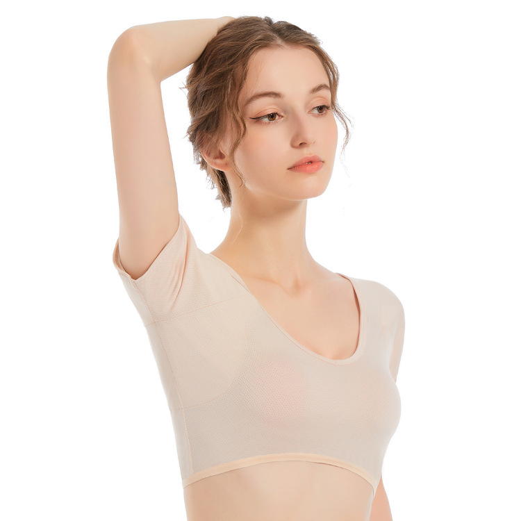 in stock armpit with sweat pad vest short sleeve breathable sweat-proof sweat-absorbent chicken collar (double-sided) in stock armpit with sweat pad vest short sleeve breathable sweat-proof sweat-absorbent chicken collar (double-sided)