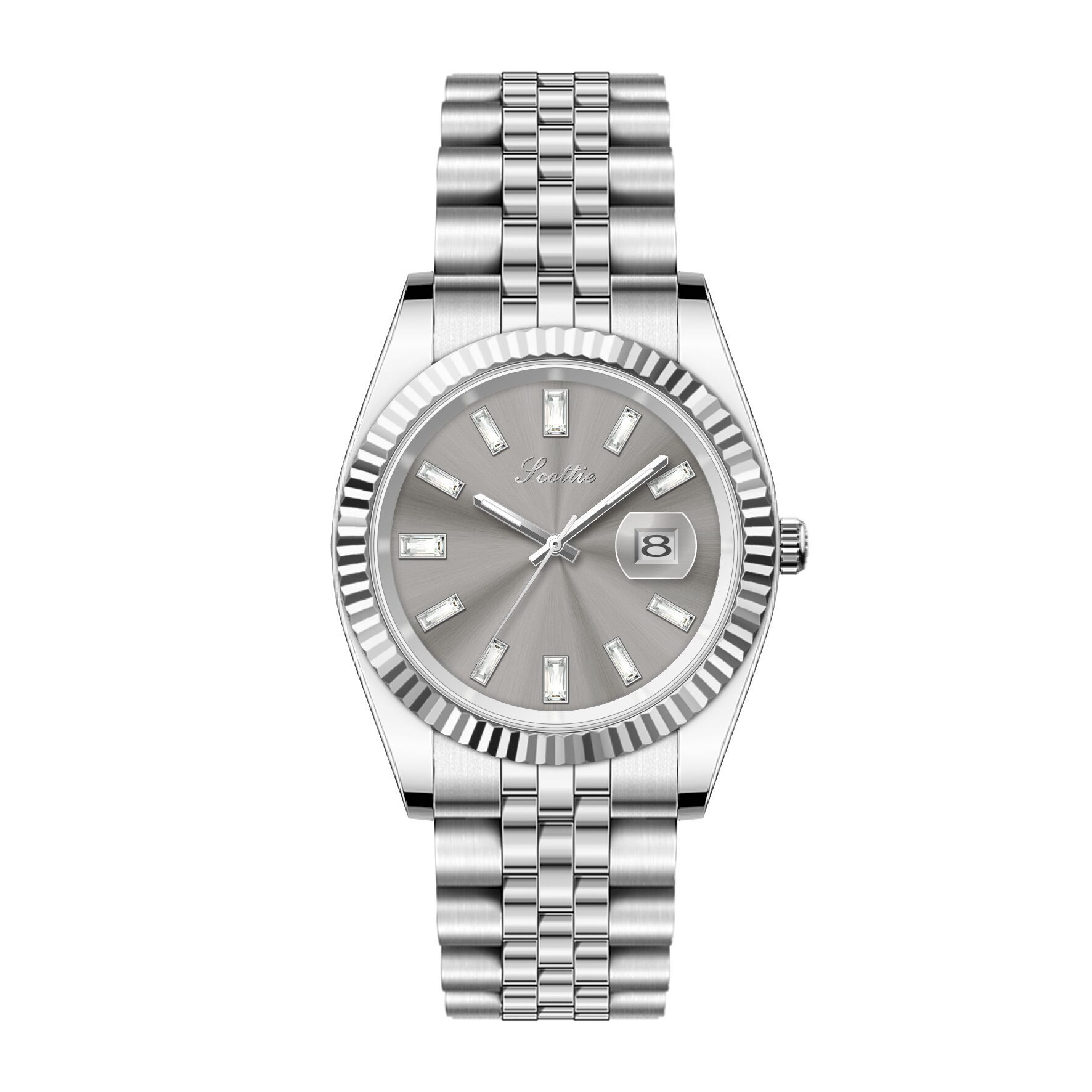 Stainless Steel Strap Material Casual Simple Style Commute Round Butterfly Double Snap Quartz Watch