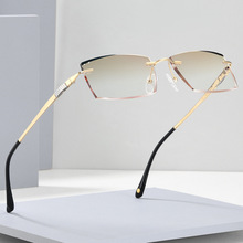 超轻纯钛黑边无框眼镜近视男配商务变色防蓝光金丝镜架近视镜成品