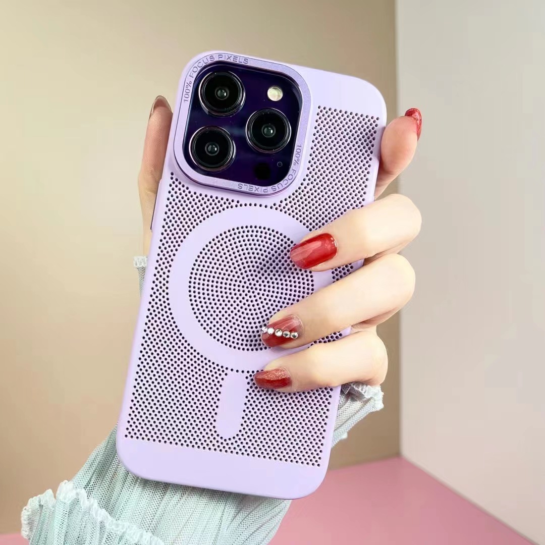 Funda Magnética Refrigerante para Teléfono Apple 16, Color Titanio Original, Compatible con iPhone 15 Promax, Ultrafina, Transpirable y Protectora