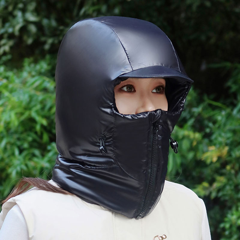 冬季保暖帽女骑车电动车护脸护耳围脖一体加厚雷锋帽户外防寒神器|undefined