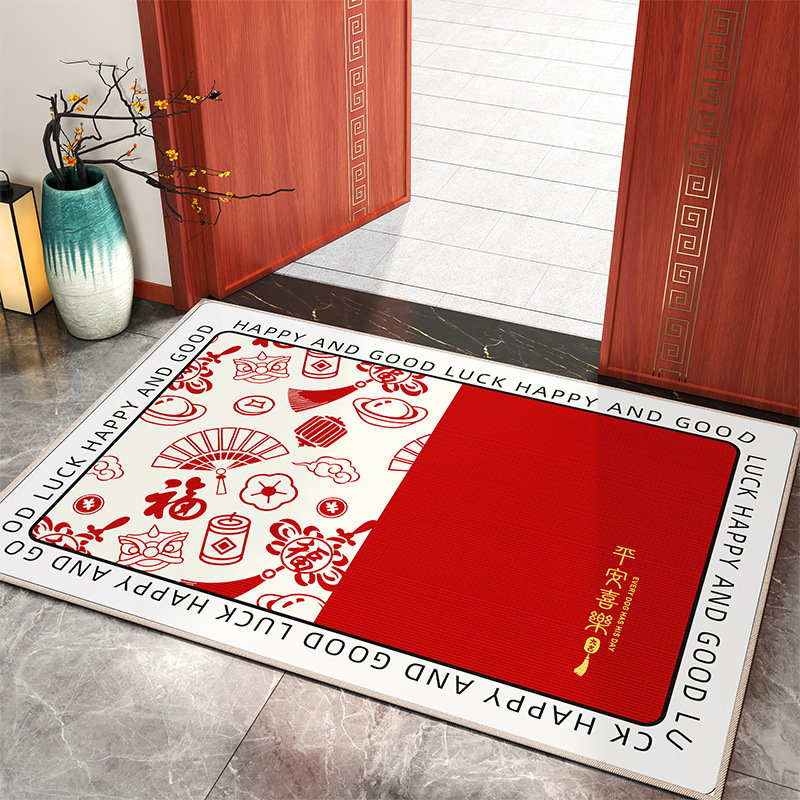 Alfombra de piso alfombra de puerta entrada y salida segura rojo frotar suelo alfombra de puerta de entrada antideslizante casa