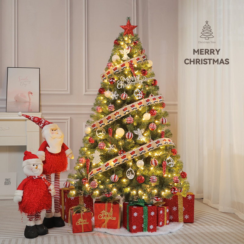 Árbol de Navidad al por mayor en stock con luces DIY, pieza decorativa grande, modelo nuevo 2024, estilo INS de alta gama.