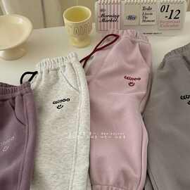 儿童卫裤2024春秋新款洋气刺绣休闲运动裤男女童宝宝百搭束脚裤子