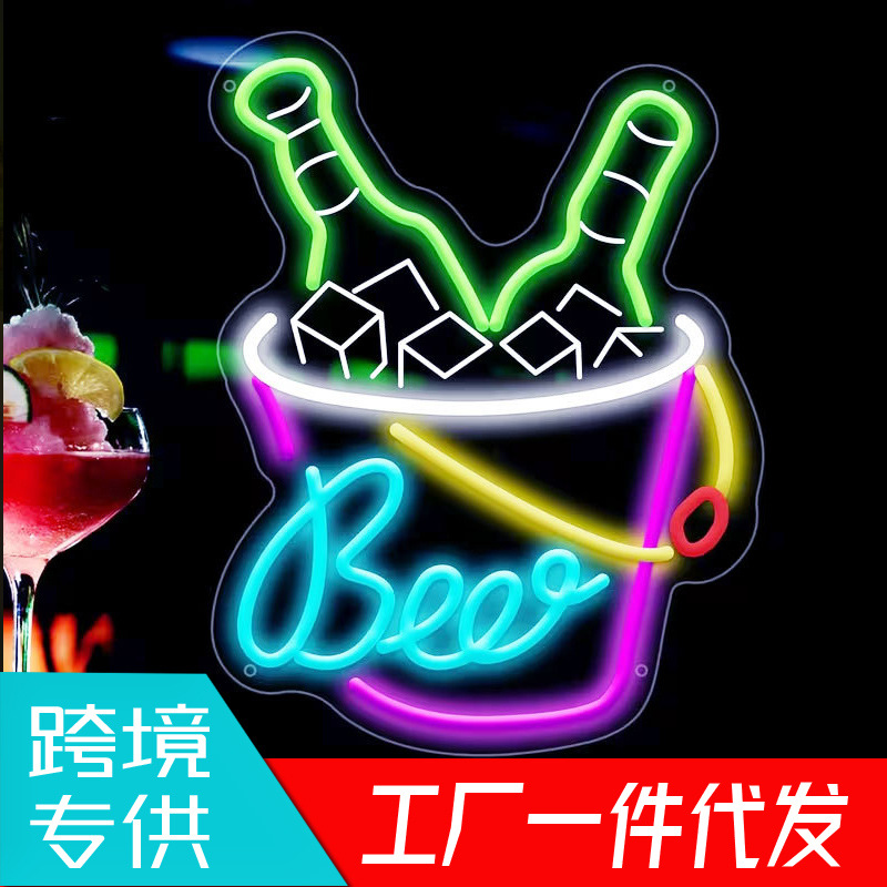 USB powered, dimmable neon beer light for wall decoration, illuminated sign for bars, shops, and pubs.