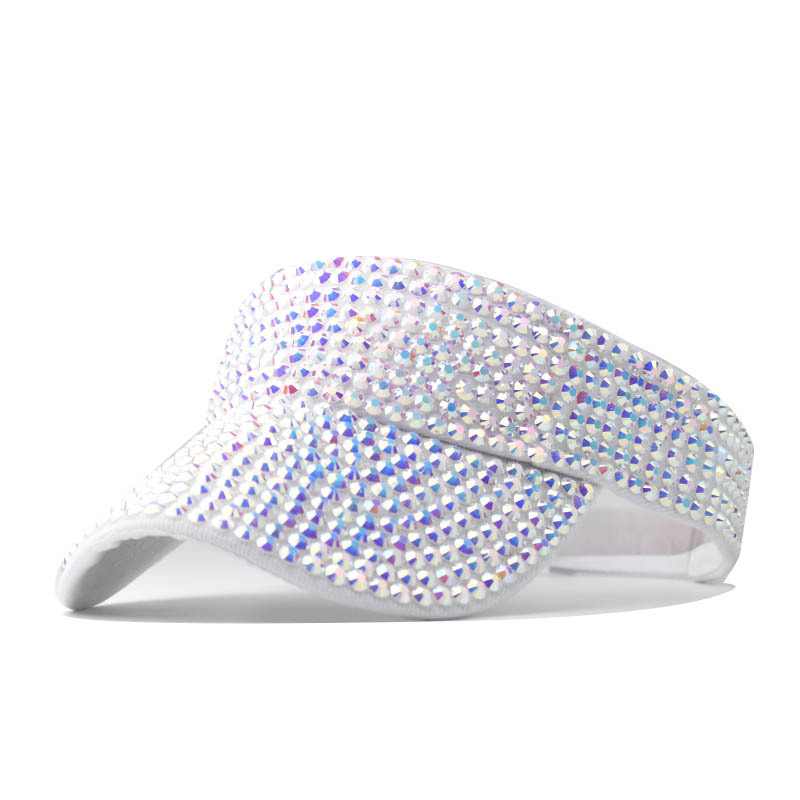 Diamante transfronterizo sombrero superior vacío casual a prueba de sol de las mujeres sombrero superior vacío verano rhinestone no-top peaked Cap drain Top Hat