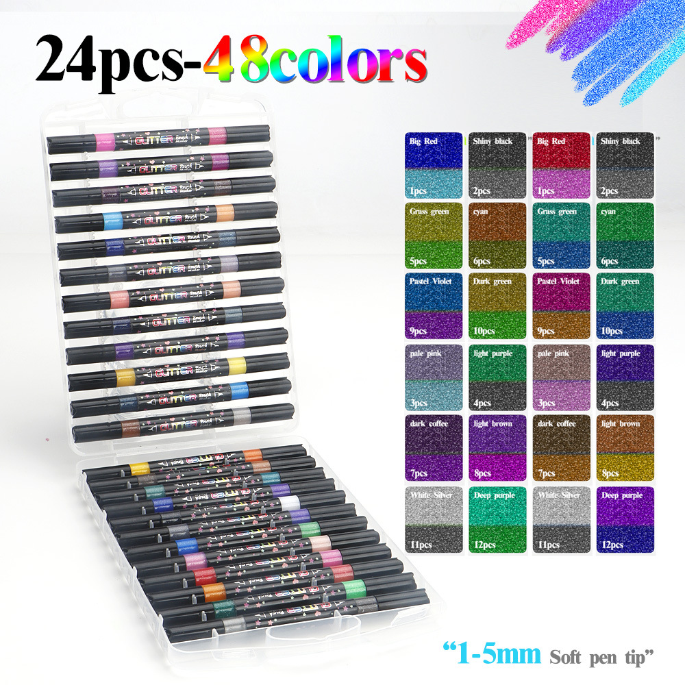 Nuevo juego de bolígrafos intermitentes de dos colores de dos cabezas para niños