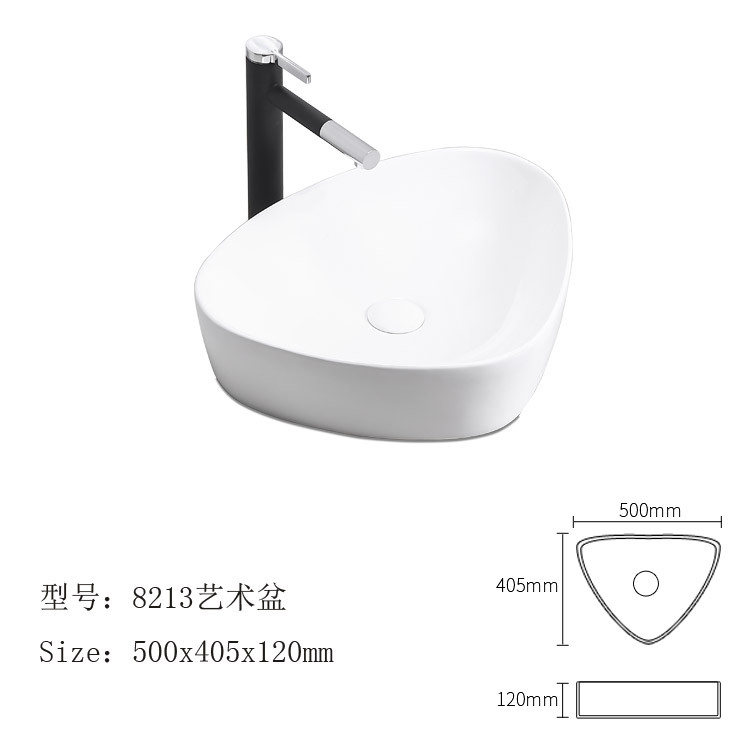 Contador de lavabo de cerámica fregadero blanco baño triángulo contador Cuenca del arte al por mayor image 4