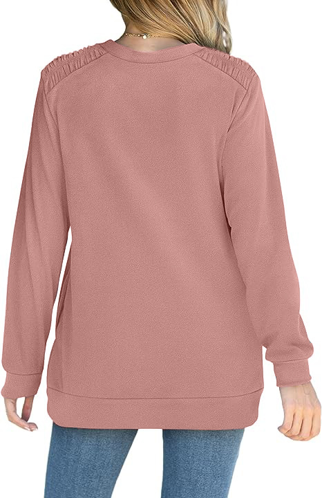 Round Neck Loose Casual Long Sleeve Sweatshirt in Hoodies & Sweatshirts