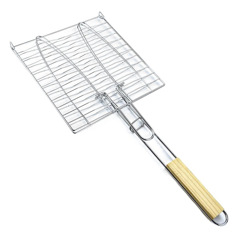 Wholesale Bold Electroplated Single Pisces Barbecue Mesh Clip Commercial Barbecue Clip Barbecue Clip Square Large Grilled Fish Clip