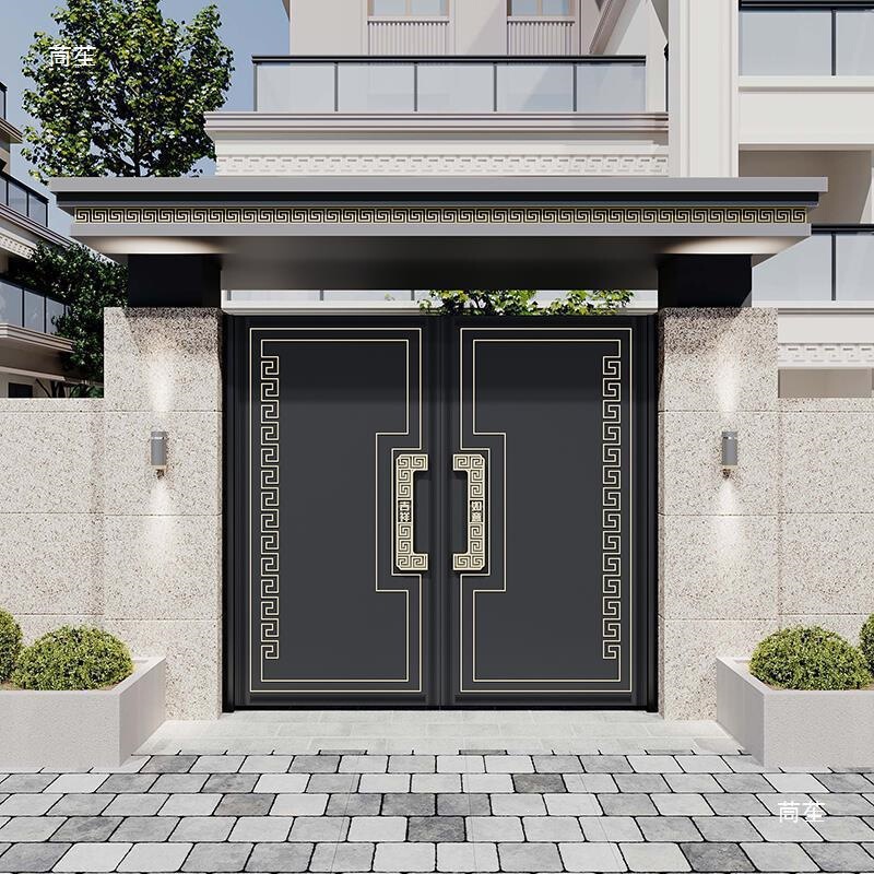Aluminum Alloy Single/Double Opening Main Door, Stainless Steel New Chinese Style Courtyard Villa Door, Large Rural Self-Built House Entrance Garden Door