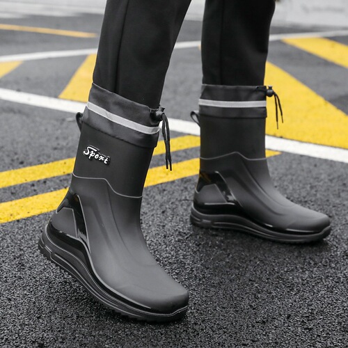 Men's New Rain Boots Work Kitchen Non-slip Water Shoes Waterproof Rain Boots for All Seasons, Outdoor Work, Market Fashion Shoes