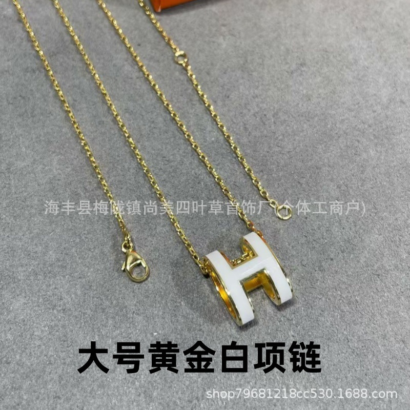 精工版V金H珐琅大号项链女mini锁骨链吊坠高级时尚百搭流行女耳钉|undefined