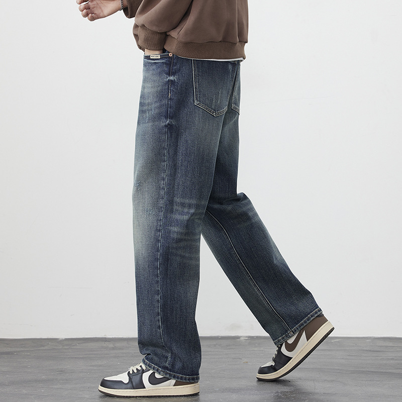 Jeans Elásticos Rectos para Hombre de Algodón Casual Diario