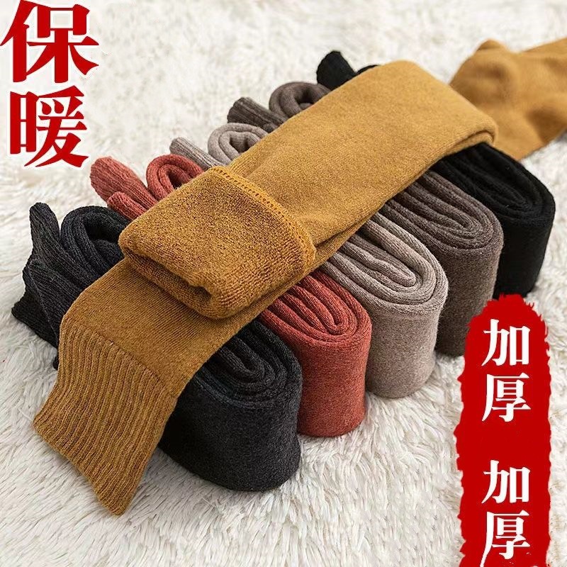 Medias de mujer Otoño e Invierno forradas de lana gruesa caliente sobre la rodilla calcetines Terry muslo calcetines adelgazantes de invierno versátiles calcetines gruesos para mujeres
