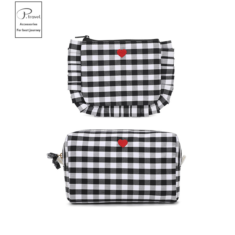 FUENTE Fábrica estilo simple tablero de Ajedrez A Cuadros bolsa de cosméticos bolsa de almacenamiento de viaje ligero marea bolsa de lápiz labial portátil de viaje