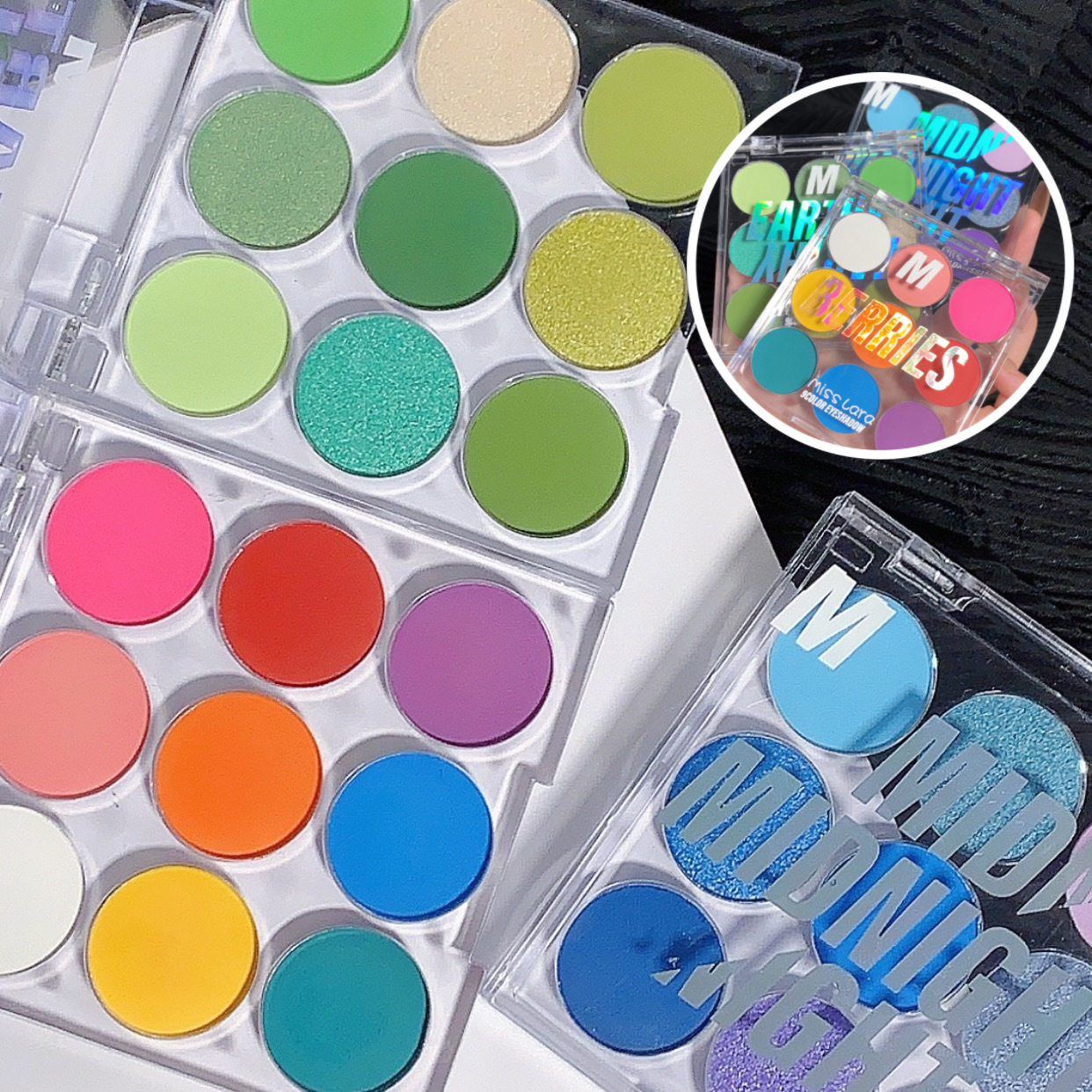 Miss lara's nine-color eyeshadow is naturally not prone to pearlescent smudging, with a matte macaron transparent box eyeshadow palette details Picture