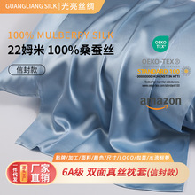 亚马逊100%桑蚕丝真丝枕套 22姆米双面丝绸枕套信封款 真丝枕头套