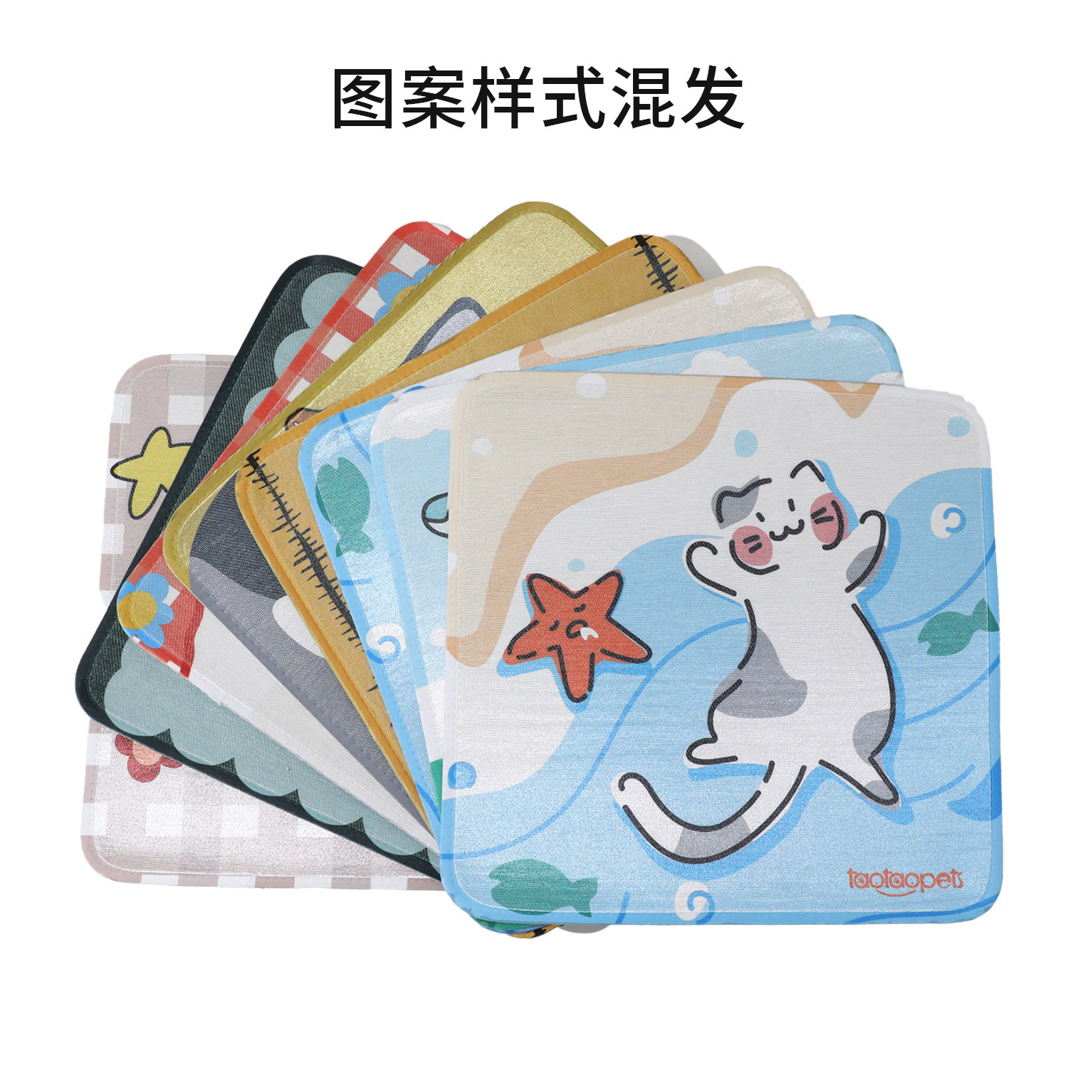 Primavera y verano cojín de hielo para mascotas cojín de enfriamiento de seda de hielo de dibujos animados gato cojín de enfriamiento perro perrera de hielo de verano cojín para perros al por mayor transfronterizo