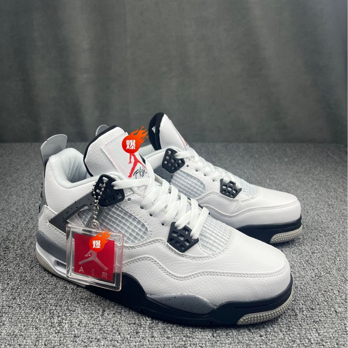 Air Aj4 Jordan 4 Retro Flight White Cement Low-Top Imperial Purple Unisex Casual Sports Basketball Shoes