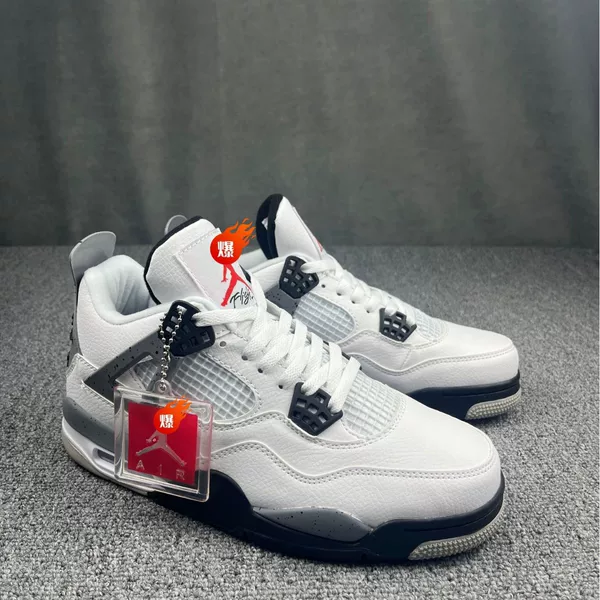 Air Aj4 Jordan 4 Retro Flight White Cement Low-Top Imperial Purple Unisex Casual Sports Basketball Shoes
