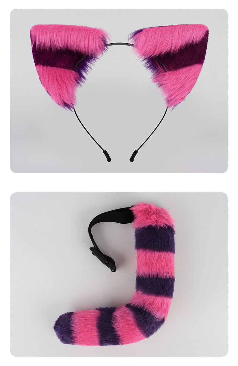 Halloween-Strümpfe mit gestreiften Katzenohren und Katzenschwanz, süße Cosplay-Overknee-Strümpfe, Halloween-Party-Requisiten_voghion.com