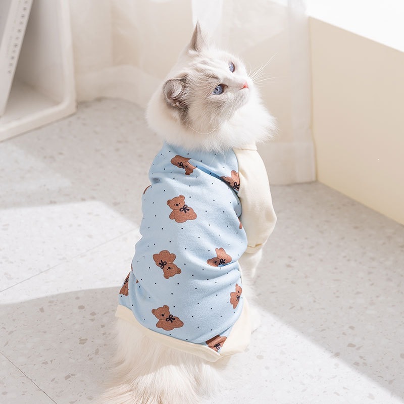 Primavera y verano mascotas impresa bolsa de dibujos animados abdominal ropa de cuatro patas perros y gatos ropa de abdominal ropa doméstica perros pequeños y medianos