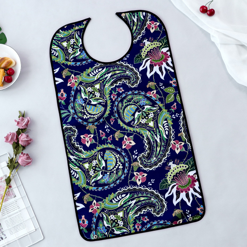 Suministro transfronterizo de ancianos babero de comida Toalla de saliva babero adulto moda en stock fábrica de Ventas Directas logotipo imprimible