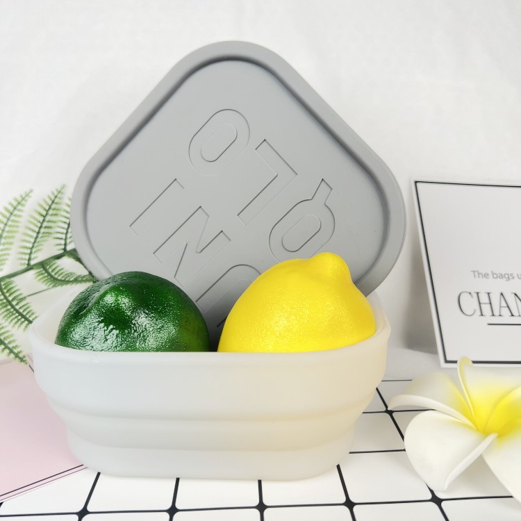 硅胶户外饭盒 微波炉加热饭盒保鲜盒 硅胶折叠便当盒北欧风饭盒