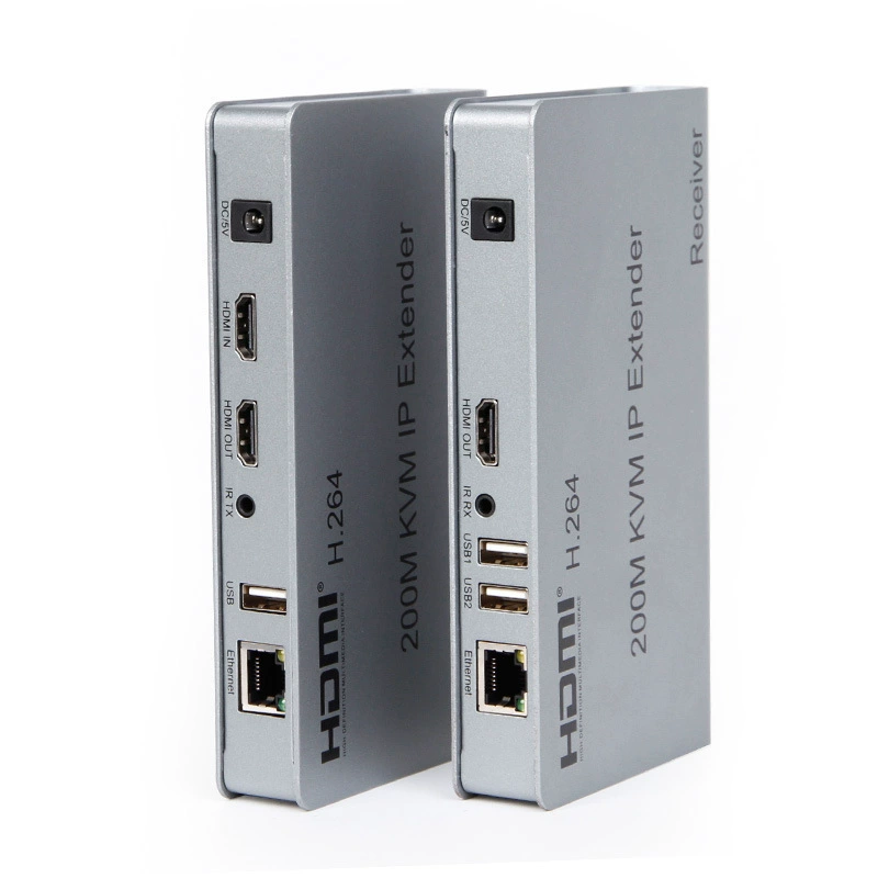 HDMI-удлинитель на 200 м с KVM и USB-KVM, может принимать несколько устройств одновременно