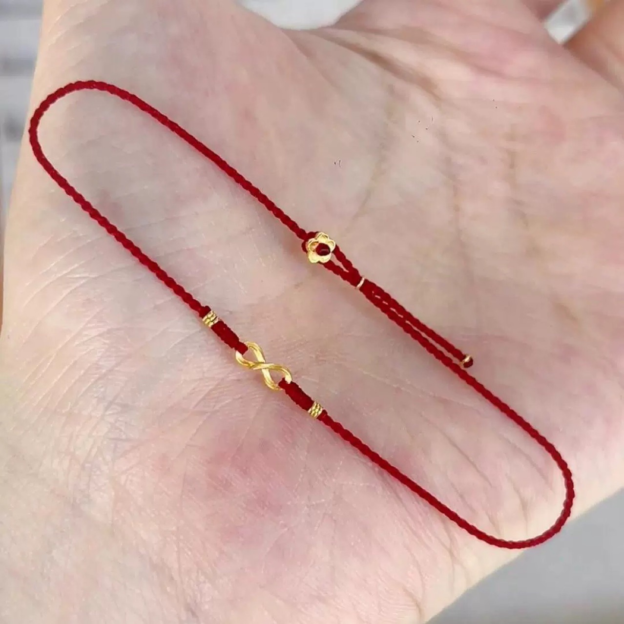 Minimalist Gold Color Hand Rope Woven Red Rope for the Year of Life Unlimited Good Luck Small Flower Tail Buckle High Color Value Exquisite Hand Rope for Women