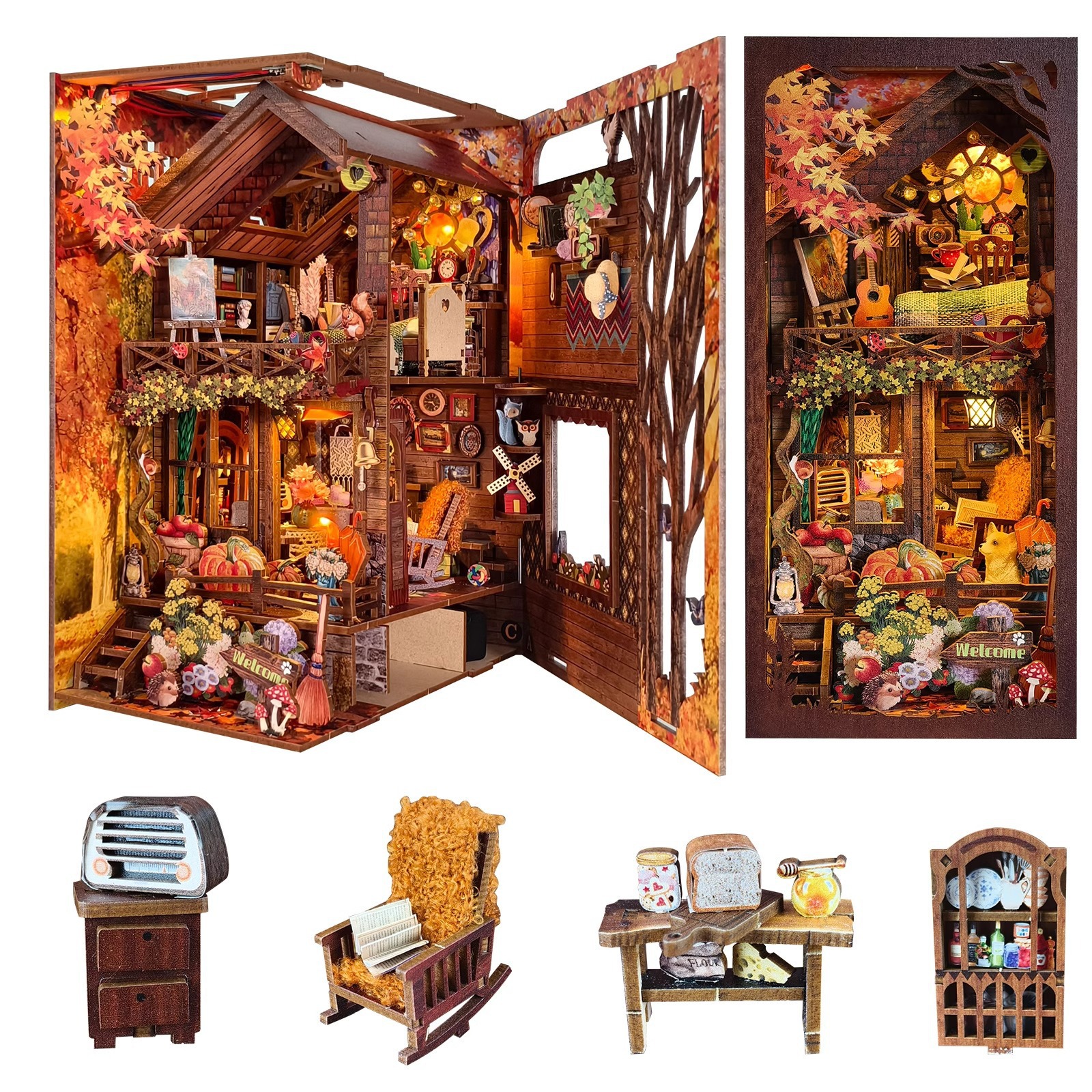 Crepúsculo cabaña libro de bricolaje cabaña juguete ensamblado a mano bloques de construcción de madera rompecabezas tridimensional modelo de casa regalo