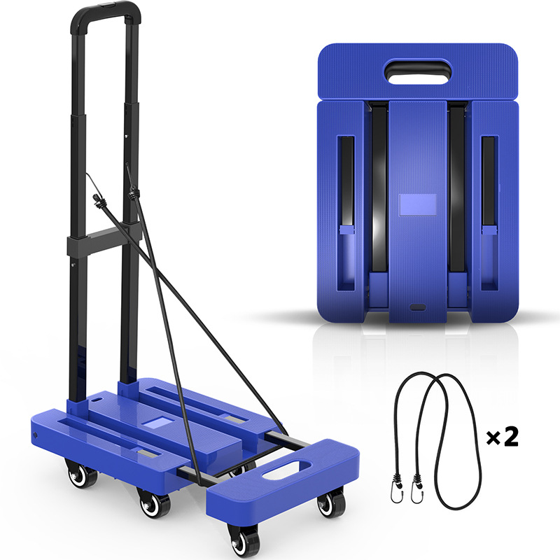 Carro de mano suministrado directamente, carrito portátil silencioso, carrito plegable con ruedas universal, carrito de plataforma plana con freno