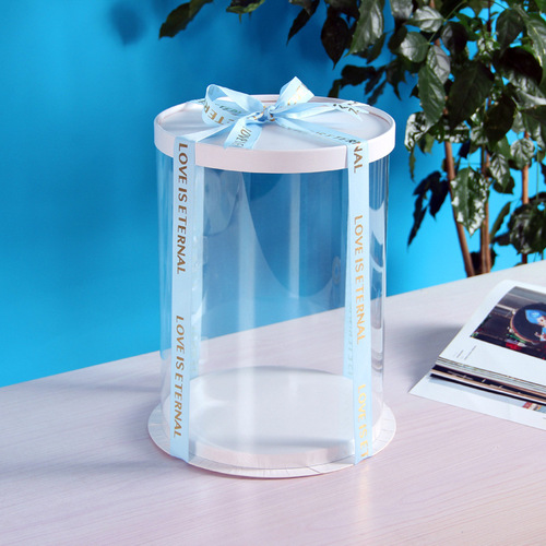 Internet celebrity birthday cake box dessert packaging box transparent round cake box 6 inches 8 inches 10 baking packaging manufacturer