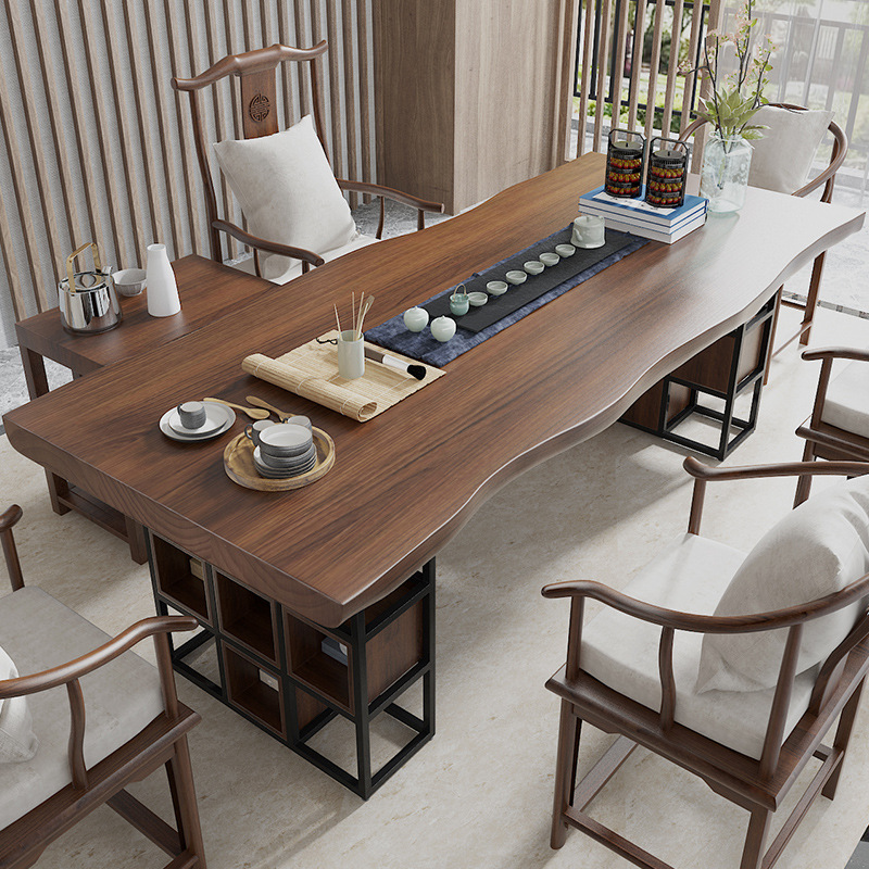 茶台实木茶桌大板办公原木现代简约新中式功夫小茶几桌椅组合家用