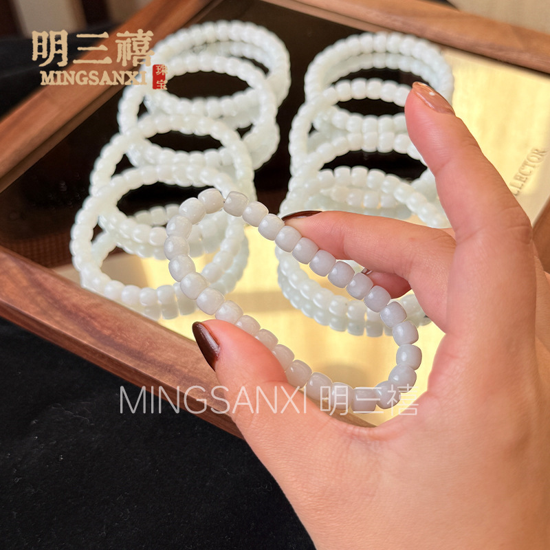 Hetian Jade Qinghai Old Material White Jade 6X7Mm Straight Cut Bracelet, Fine Material, Warm and Moist, Good Density, Factory Direct Supply Wholesale Hetian Jade Qinghai Old Material White Jade 6X7Mm Straight Cut Bracelet, Fine Material, Warm and Moist, Good Density, Factory Direct Supply Wholesale