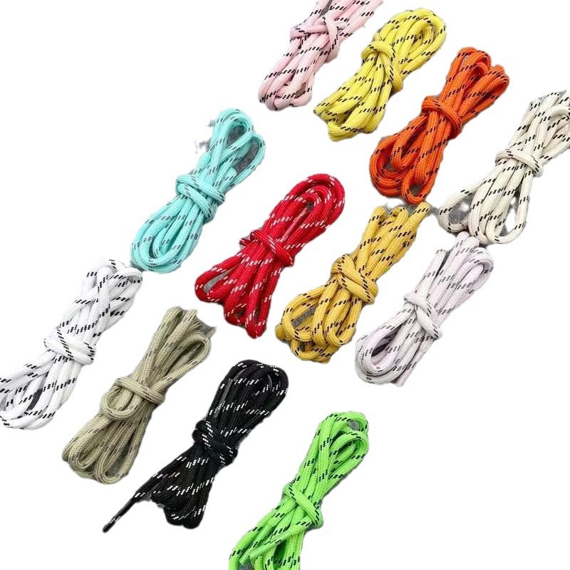 Cordones redondos de 5 mm para zapatos de papá, botas de senderismo, botas estilo Martin, con rayas diagonales en negro, blanco y amarillo.