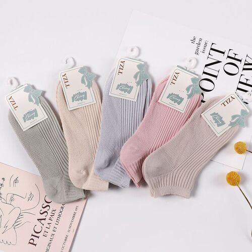 Boat socks for women solid color cotton socks spring and summer new women's socks double needle loose socks for women shallow mouth Xinjiang cotton socks