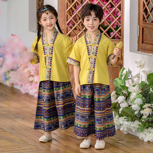 Dai Clothing for Boys and Girls Summer Minority Clothing Xishuangbanna Dance Clothing for Kindergarten Children's Day Performance Clothing