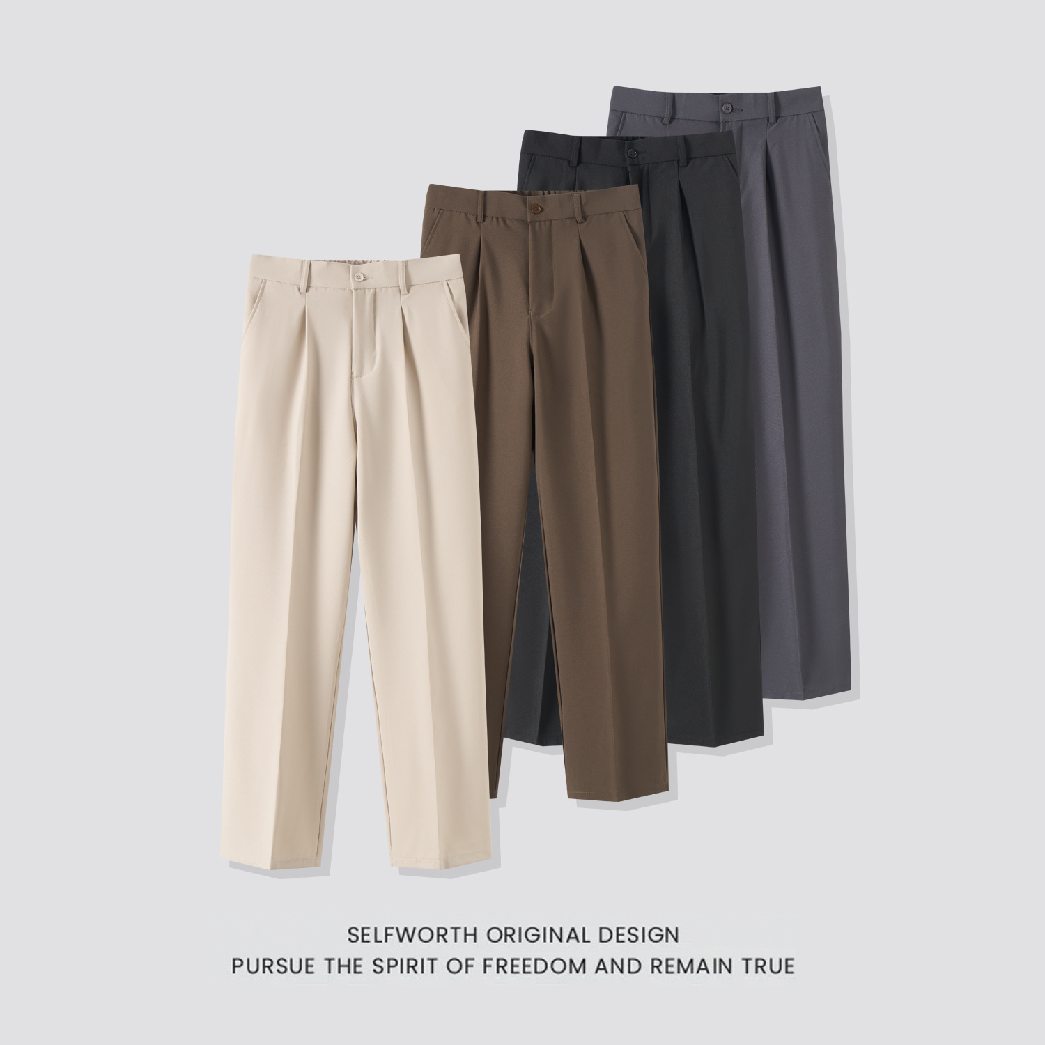 2024 New Loose Casual Pants for Men Korean Style Trendy Versatile Pants Summer Thin Drape Wide-Leg Floor-Length Trousers