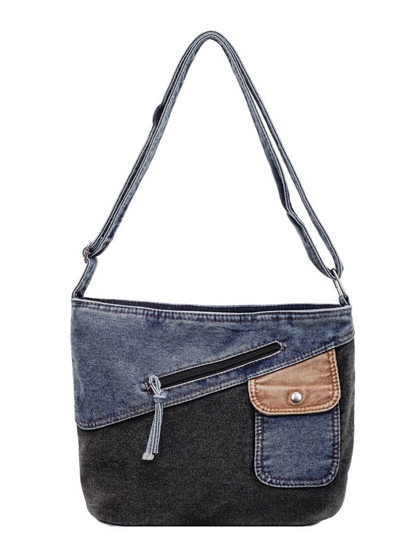 Bolso de denim de gran capacidad para mujeres 2026 retro color contrastante empalme mochila de hombro de viaje bolsa de ocio image 6