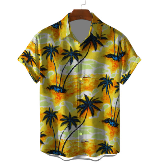 AliExpress hombres del verano Hawaiano Impresión digital camisa de solapa de manga corta Camisa de impresión 3D fuente de fábrica