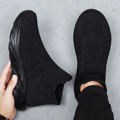 Women's shoes New casual sneaker running soft-sole slip-on shoes Korean trend flying knitted one-pair pair shoes