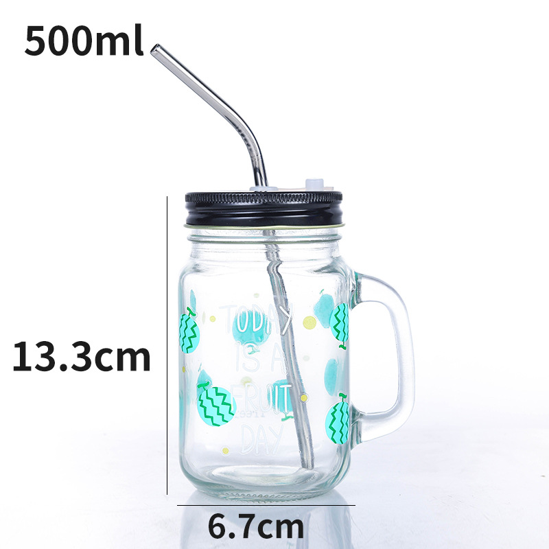 Fábrica al por mayor Polla taza Internet celebridad gradiente color Mason taza paja vidrio taza con mango fútbol taza de agua