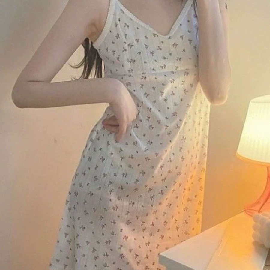 Пижама для студентов, секси летняя юбка, тонкое милое платье, цветочный принт, цветочное, интернет-звезда
